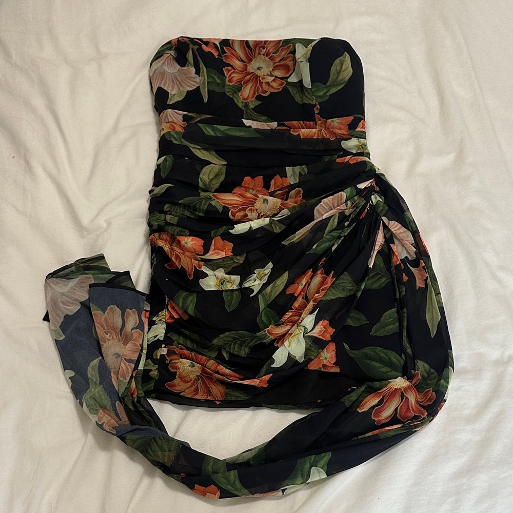 Floral Strapless Mini Dress